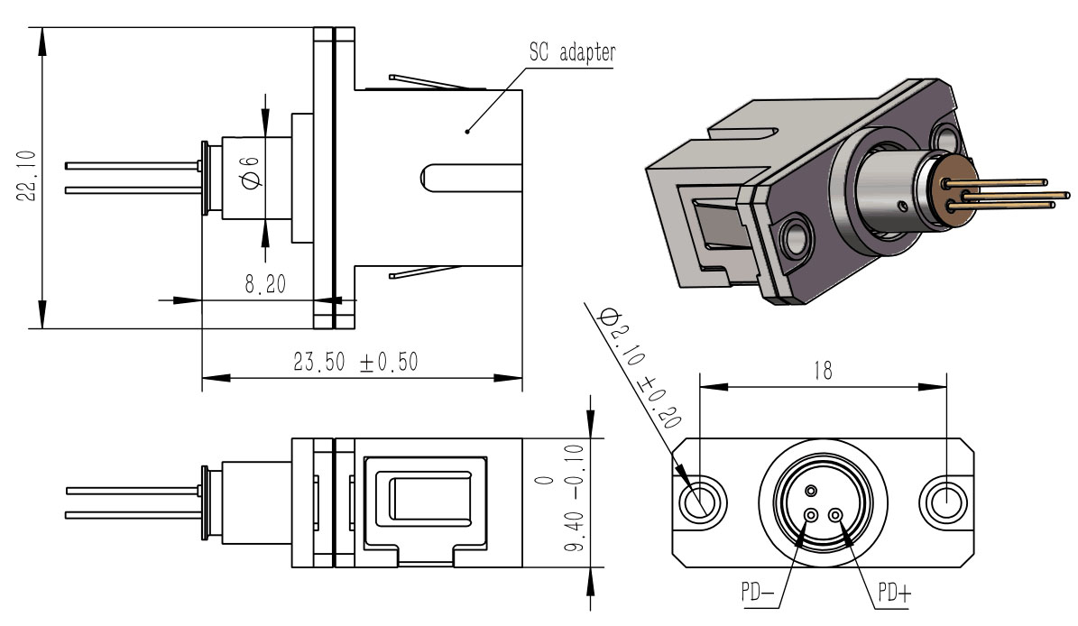 Receptacle type ROSA with SC Adapter detail 1