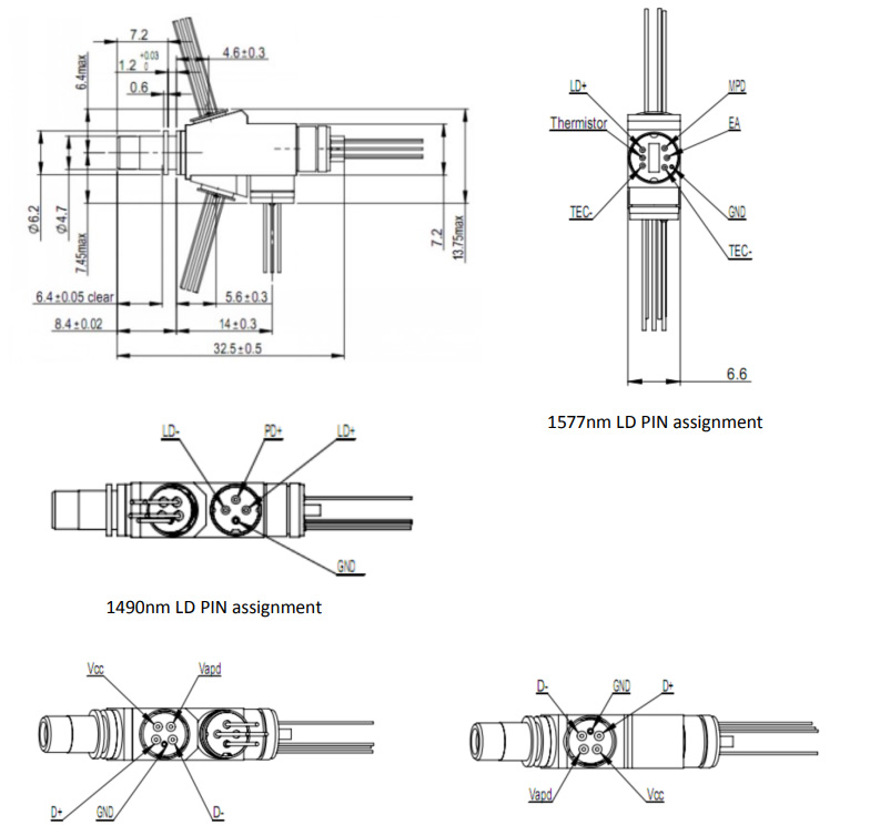2.5Gb/s 10Gb/s DFB Hybrid Quad Optical Sub-assembly(QOSA) detail 1