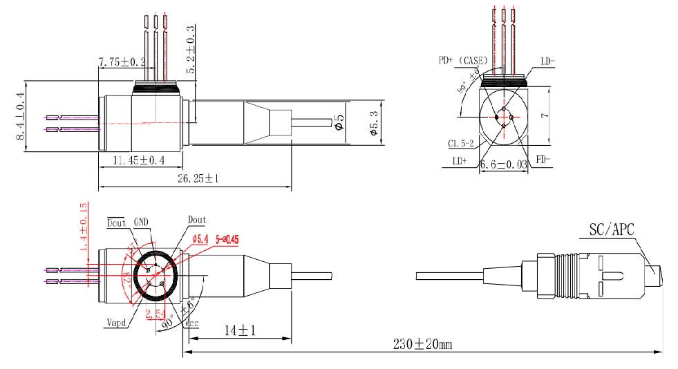 XGSPON Pigtailed (compatible with 10G EPON symmetry) ONU BOSA detail 1